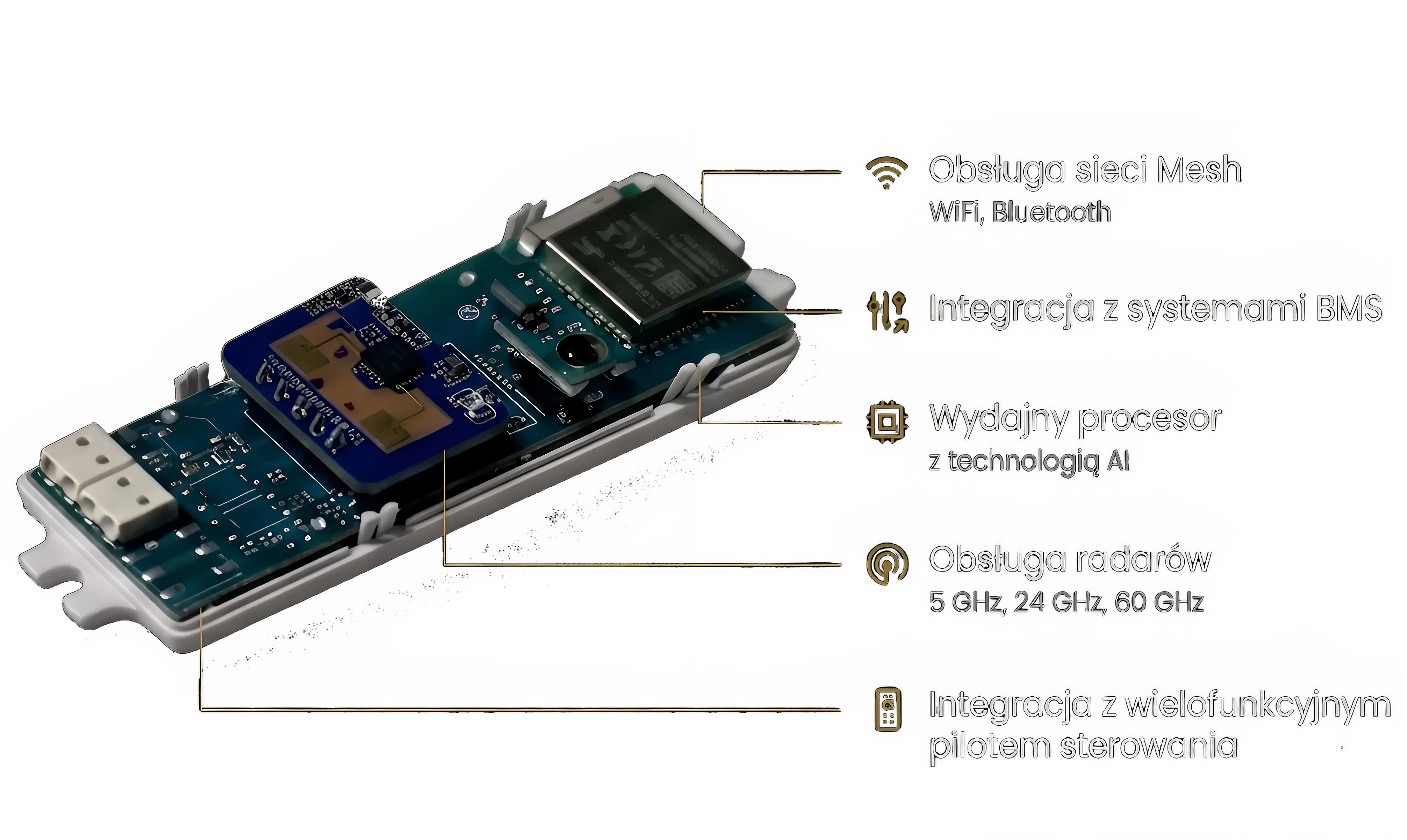 Sensor radarowy — obsługa sieci Mesh, integracja BMS, radary 5/24/60 GHz